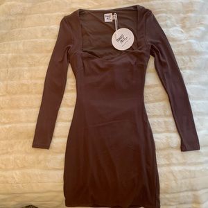 Brown open back dress